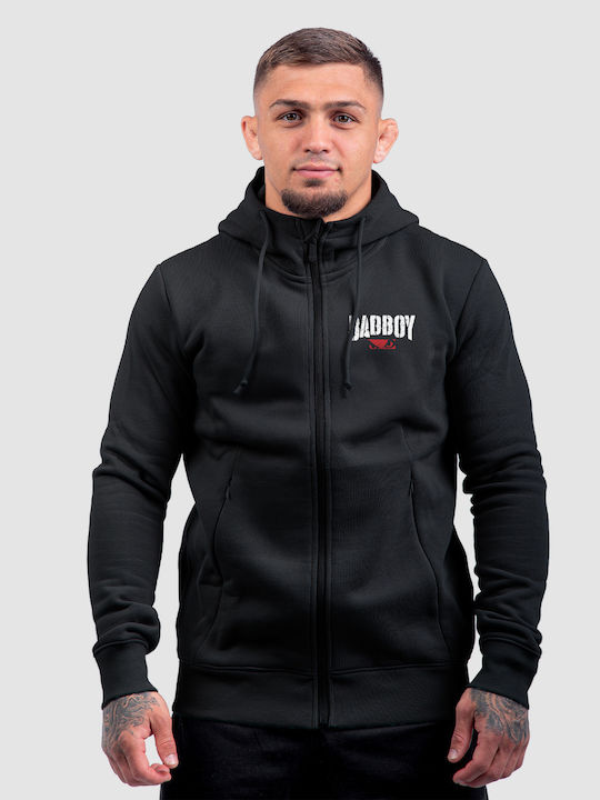 Cardigan With Hood Black White Red