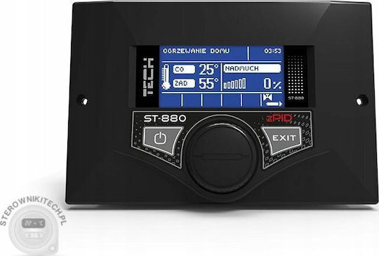Tech Ελεγκτής St-880 Zpid Λέβητα Τροφοδοσίας Μαύρος