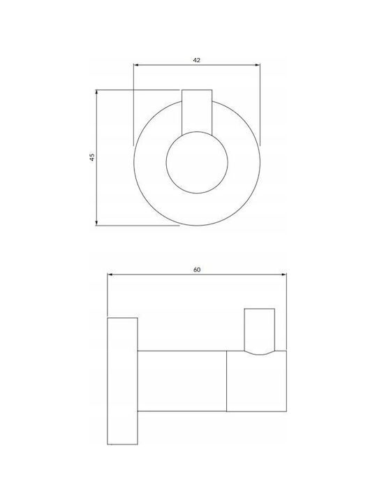 Omnires Modern Project Άγκιστρο Μπάνιου Μονό με Βίδες ​6x4cm Ασημί