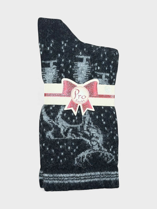 Pro Socks Γυναικείες Χριστουγεννιάτικες Κάλτσες Ανθρακί