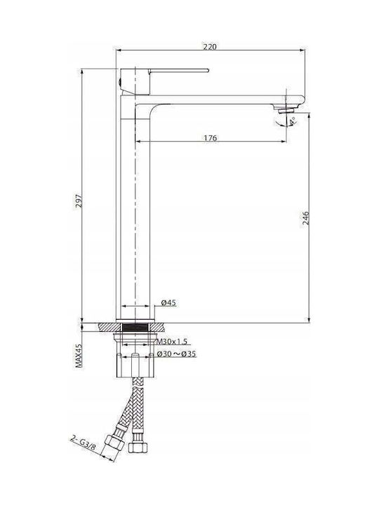 Cersanit Mixing Tall Sink Faucet Black