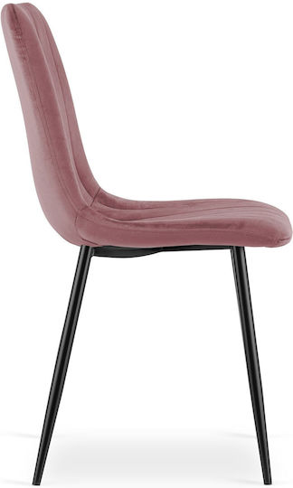 Lava Scaune Sala de mese Catifelate Pink Velvet / Black Legs 1buc