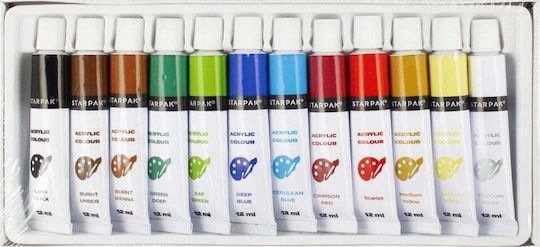 Starpak Acrylfarben 12 Farben 12ml Röhrchen Stk Pud 10/60