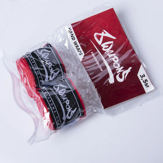 8 Weapons Semi-Elastic Martial Arts Hand Wraps 3.5 M Red Blue