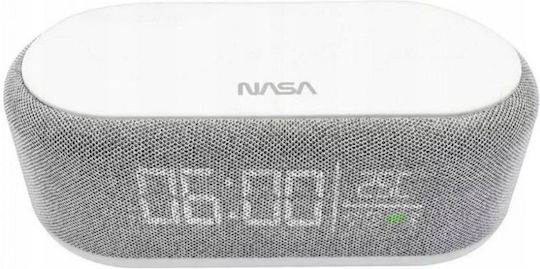 NASA Επιτραπέζιο Ψηφιακό Ρολόι LED με Ξυπνητήρι & Ασύρματη Φόρτιση Γκρι