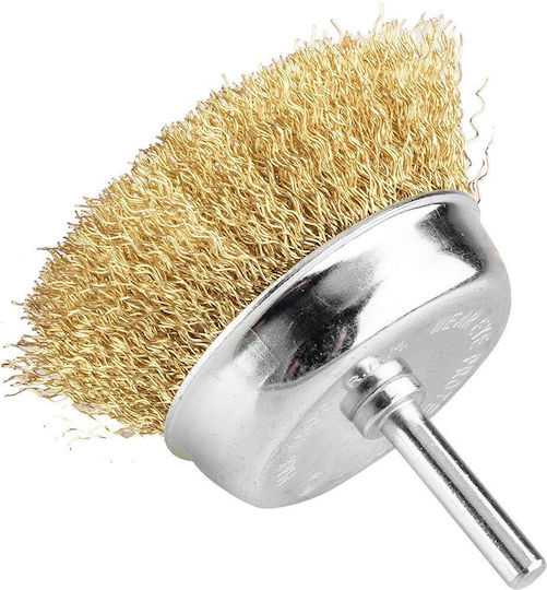 End Brush 75 Mm Crimped Wire Brass-plated 6 Mm Shank