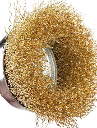 End Brush 75 Mm Crimped Wire Brass-plated 6 Mm Shank