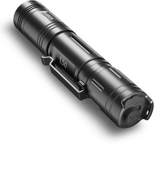 Wuben Rechargeable Flashlight LED IP68 with Maximum Brightness 1200lm Black