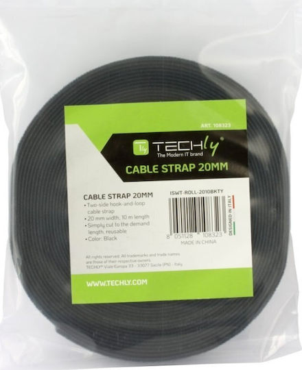 Techly Αυτοκόλλητη Ταινία Χριτς Χρατς Μαύρη 10mx20mm 8051128108323