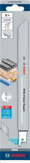 Bosch Jig Saw Blade Pro Pallet Repair S1132vfr 0.9 X 19 X 225mm 5 Pieces