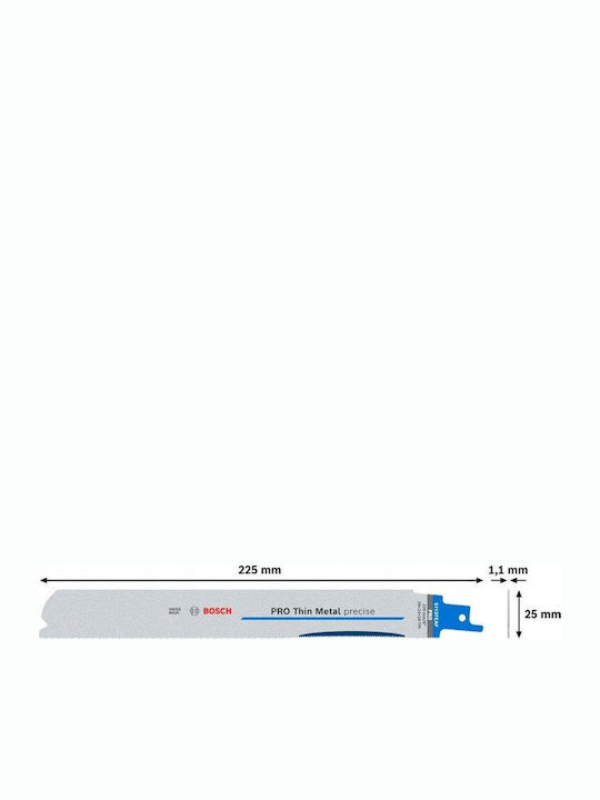 Bosch Reciprocating Saw Blade Pro Thin Metal Precise S1137eaf 1.1 x 25 x 225mm 5 Pieces