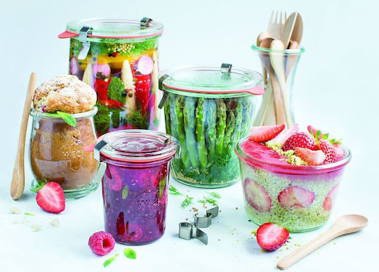 Weck Set 6Stücke Lebensmittelgläser Allgemeine Verwendung mit Deckel Glas Transparent 370ml 6Stücke