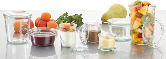 Weck Set 6Stücke Lebensmittelgläser Allgemeine Verwendung mit Deckel Glas Transparent 370ml 6Stücke