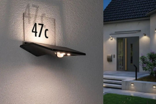 Paulmann Wandmontiert Solarleuchte Hausnummer 150lm Warmes Weiß 3000K mit Bewegungssensor IP44