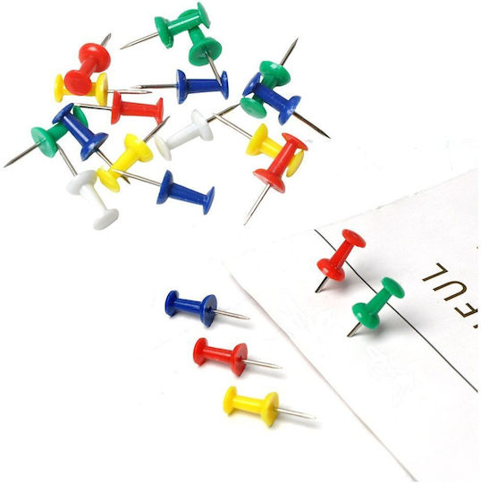 Set Colored Push Pins Cork Boards Office School 50 Pieces Edukamp