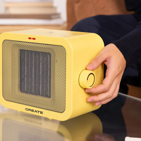 Create Warm Box Ceramic Fan Heater Room Floor Galben 1500W