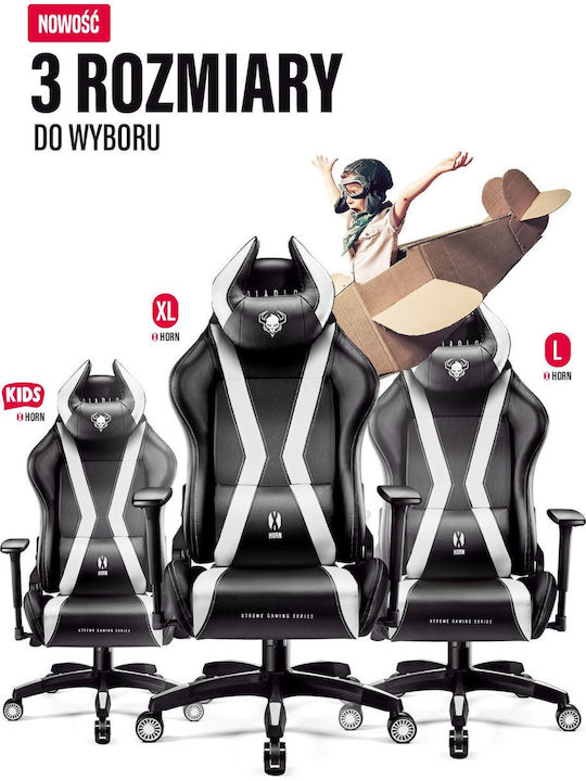 Diablo X-Horn 2.0 King Artificial Leather Gaming Chair with Adjustable Arms Black / White