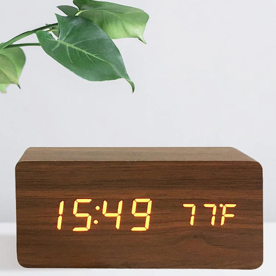 Wooden Tabletop Digital LED Clock Wooden with Black Alarm Clock 000.230.19836
