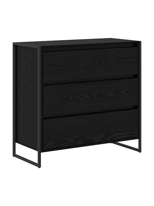Συρταριέρα Κρεβατοκάμαρας Black Beech, Black 79x36x75.5cm