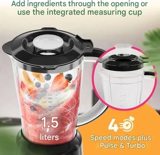 Clatronic Μπλέντερ με Πλαστική Κανάτα 1.5 lt 500W Μαύρο