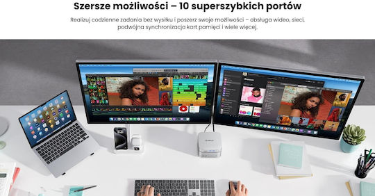 Orico Hub 10 Θυρών με σύνδεση USB-C Ασημί
