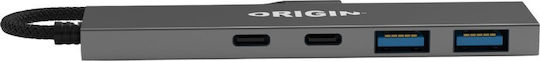 Origin Storage Hub 4 Θυρών USB 3.2 με σύνδεση USB-A Γκρι