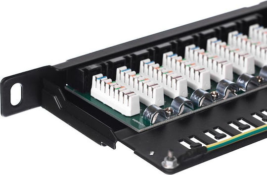 Netrack Panou De Patch Neprotejat Pentru Rack 0.5U 19" 24 Prize Cat5e / Cat7 / Cat6 / Cat6a Negru