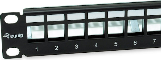 Equip Patch Panel Keystone για Rack 1U 10" cat6a Μαύρο