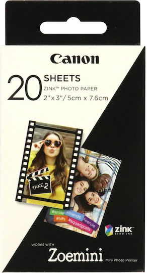 Canon ZP-2030 Photo Paper Instant 5x7.6 for Printers Zink 20 Sheets