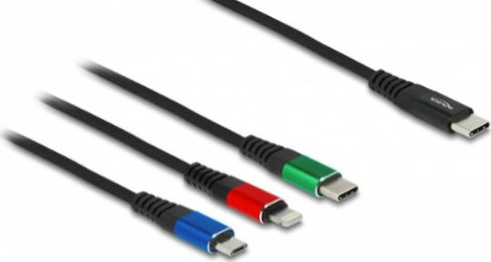 DeLock Regular USB to Lightning / Type-C / micro USB 1m Cable (86596)