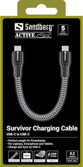 Sandberg USB to Type-C Cable Μαύρο 0.2m 441-66