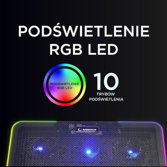 Rampage Sixpower R9 Cooling Pad για Laptop με 6 Ανεμιστήρες και Φωτισμό