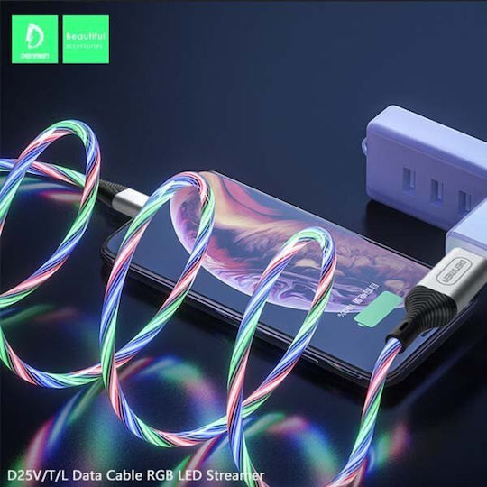 LED USB 2.0 to micro USB Cable Ασημί 1m (29971) 1τμχ