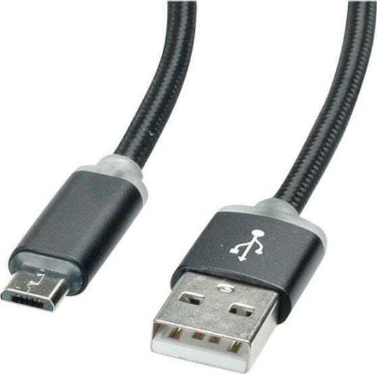 Roline LED USB 2.0 до микро USB кабел Черен 1м 1бр