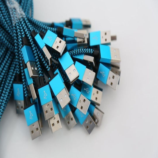 Omega Braided USB 2.0 to micro USB Cable Μπλε 1m