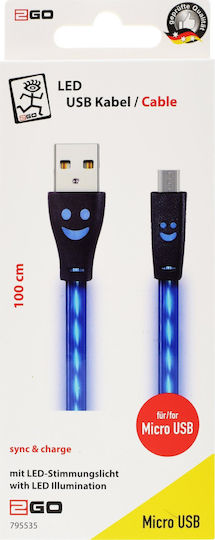 2GO Regular USB 2.0 spre micro USB Cablu Albastru 1m (795535) 1buc