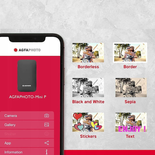 AgfaPhoto Realipix Mini P.2 Zink Εκτυπωτής για Φωτογραφίες με Bluetooth