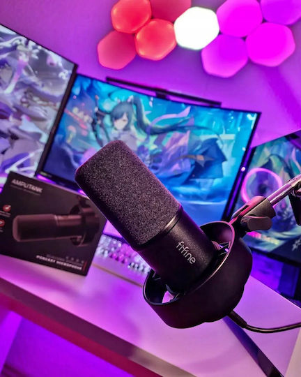 Fifine T688 Δυναμικό Микрофон XLR / USB Шоково монтиран в Черен Цвят