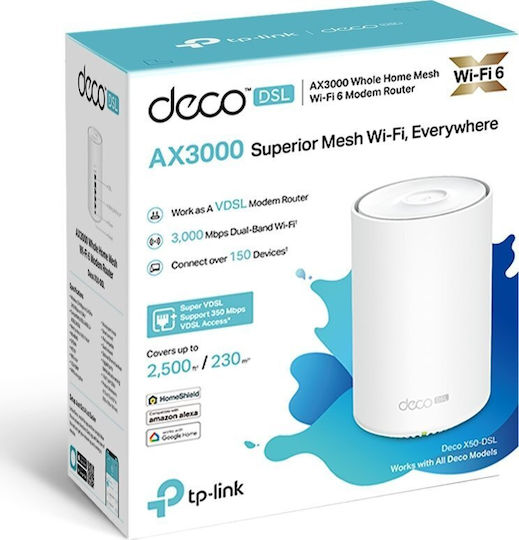 TP-LINK Deco X50-DSL v1 Ασύρματο VDSL2 Modem Router Wi‑Fi 6 με 4 Θύρες Gigabit