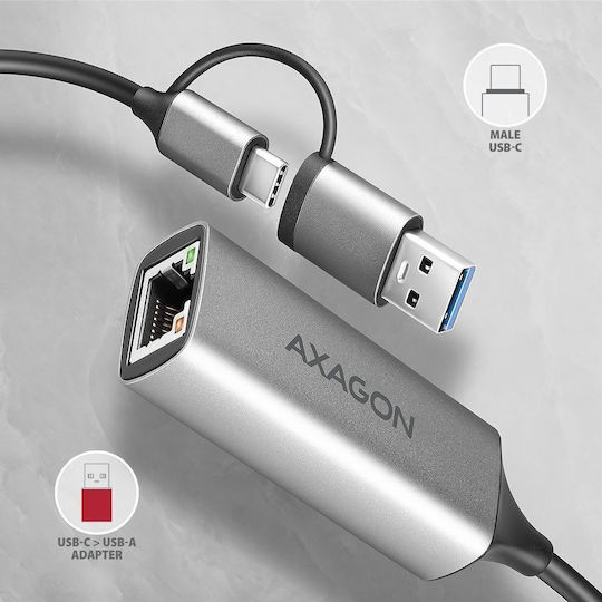 Axagon ADE-TXCA USB-C Network Adapter with Wired Ethernet Connection v1