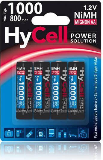 Hycell Wiederaufladbare Batterien AA Ni-MH 1000mAh 1.2V 4Stück
