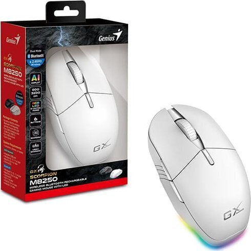 Genius M8250 Ασύρματο RGB Gaming Ποντίκι 3200 DPI Λευκό
