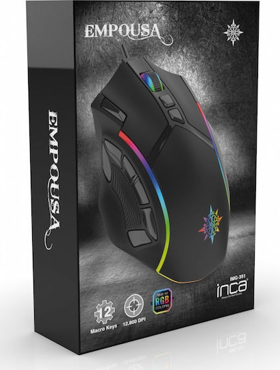 Inca IMG-351 RGB Gaming Maus 12800 DPI Schwarzes