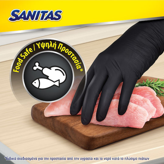 Sanitas Food Safe Гащеризони Нитрил Без прах в Черно цвят 30бр
