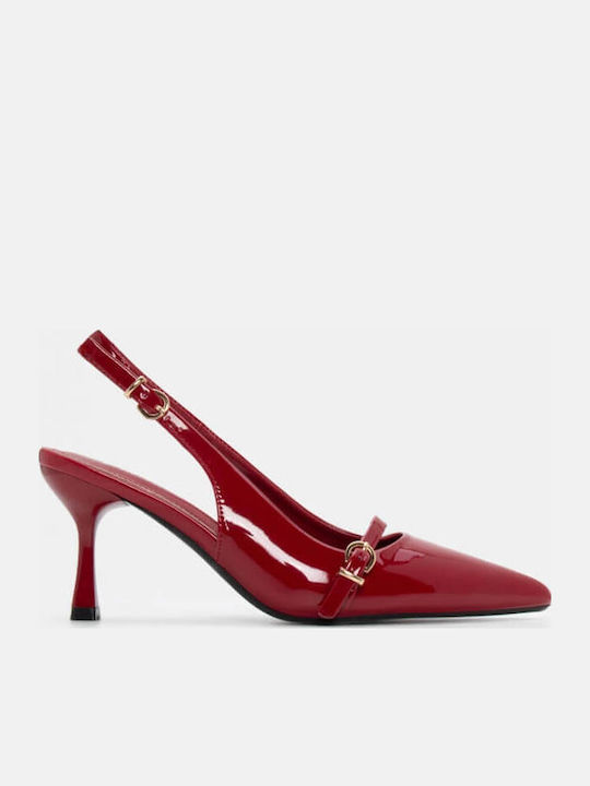 Pumps mit Riemchen Burgundisch