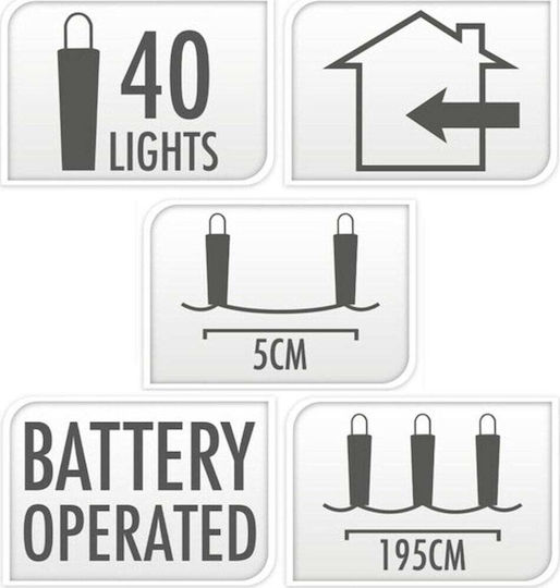 40 Λαμπάκια LED 1.95μ. Λευκά Μπαταρίας σε Σειρά