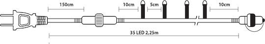 35 LED Лампички 1,8 м Топло Бели На Лента