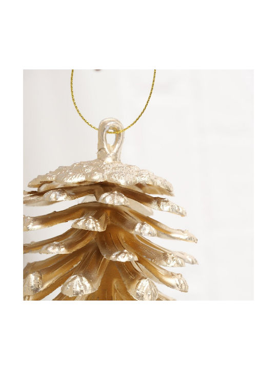 Hanging Ornament Pine Plastic Gold 11cm