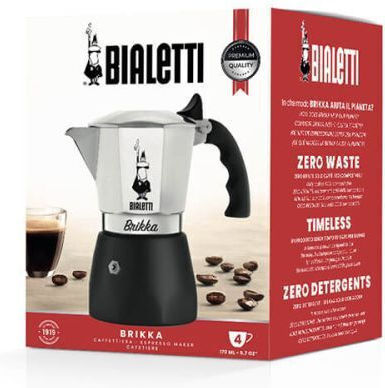 Bialetti Brikka Electric Stovetop Espresso Pot for 4 Cups Silver