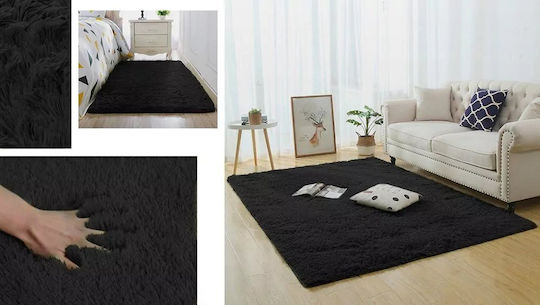 Strado Carpets Χαλί Ορθογώνιο Shaggy Μαύρο 60x90cm